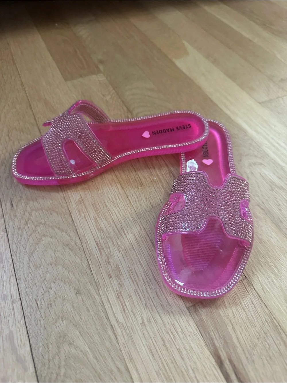 Steve Madden Hot Pink Crystal Slide Sandals